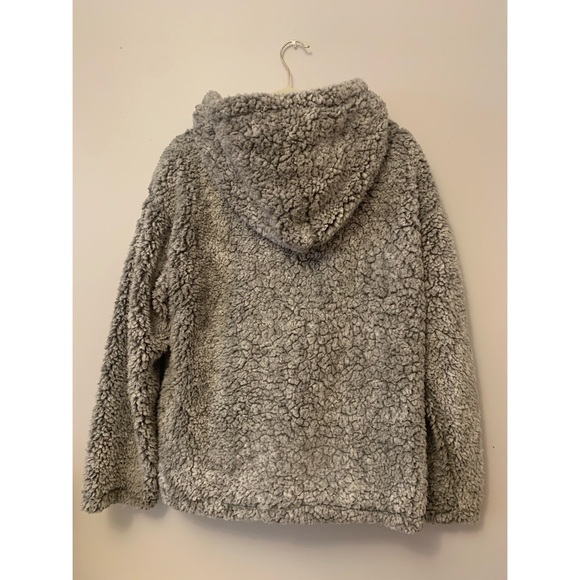 Grey faux sherpa / fur coat - Picture 3 of 3